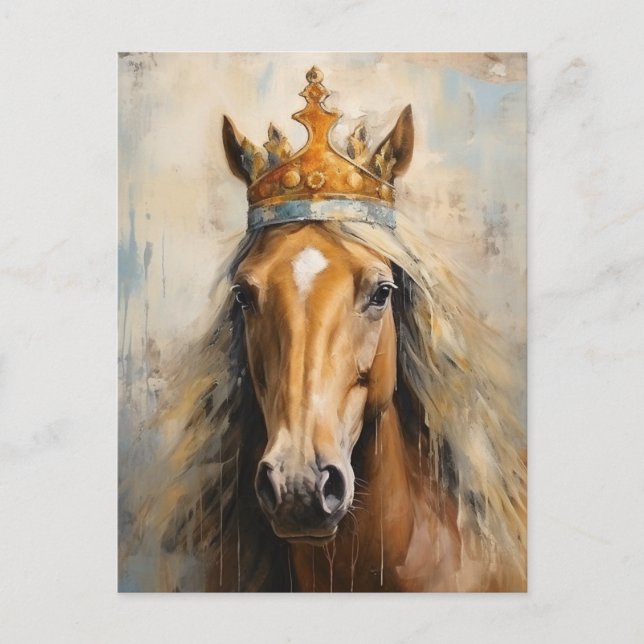 Cute Horse i Krona Vykort (Framsida)