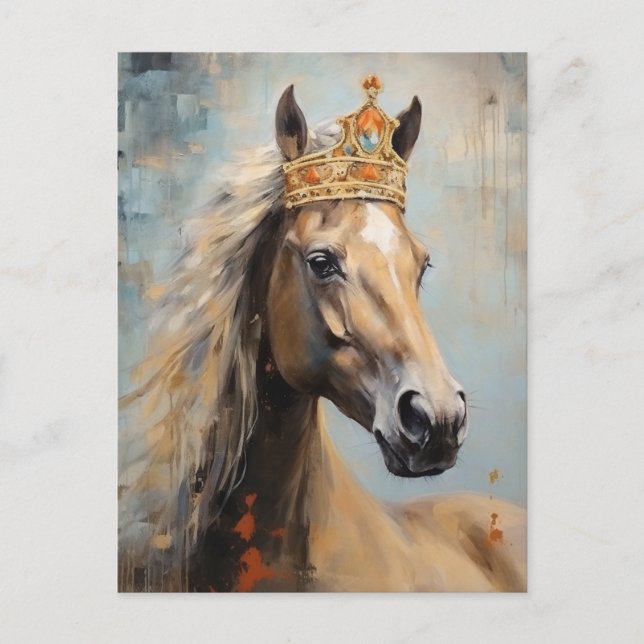 Cute Horse i Krona Vykort (Framsida)