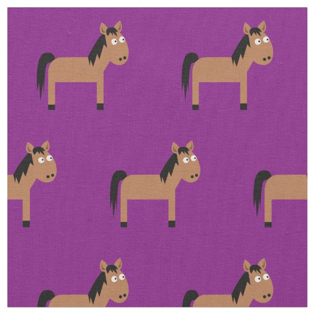 Cute Horse Kid Baby Nursery Lila Tyg (Närbild)
