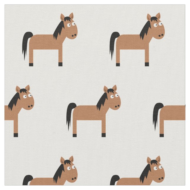 Cute Horse Kid Baby Nursery White Tyg (Närbild)
