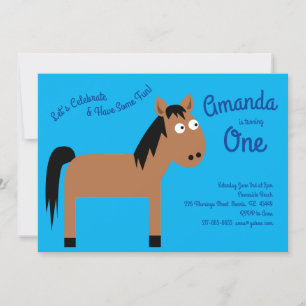 Cute Horse Kids inbjudan till 1:a födelsedagsparti