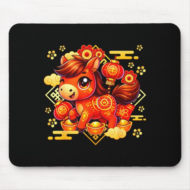 Cute Horse Lunar Chinese New Year 2026 Men Women K Musmatta (Framsidan)