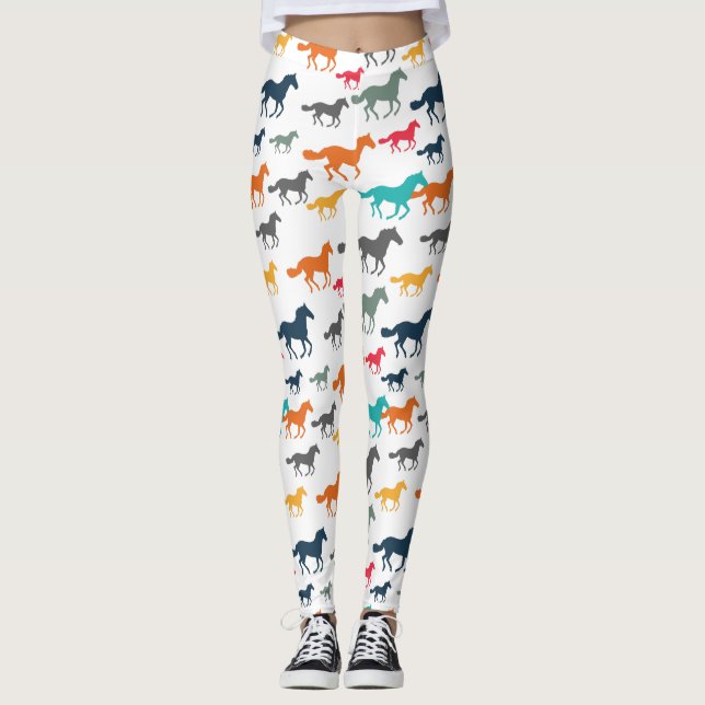 Cute Horse Mönster Leggings (Framsida)