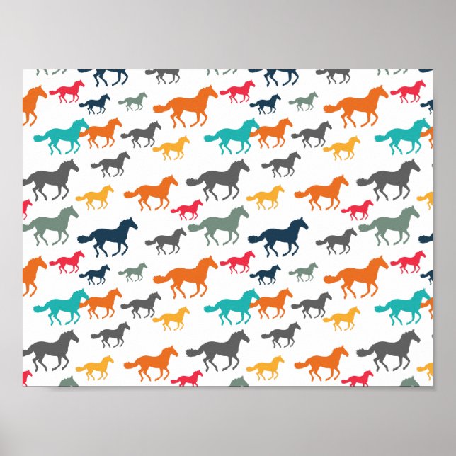 Cute Horse Mönster Poster (Framsidan)