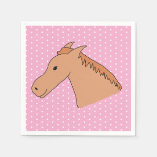 Cute Horse on Polkadot Background Paper Napkin Pappersservett