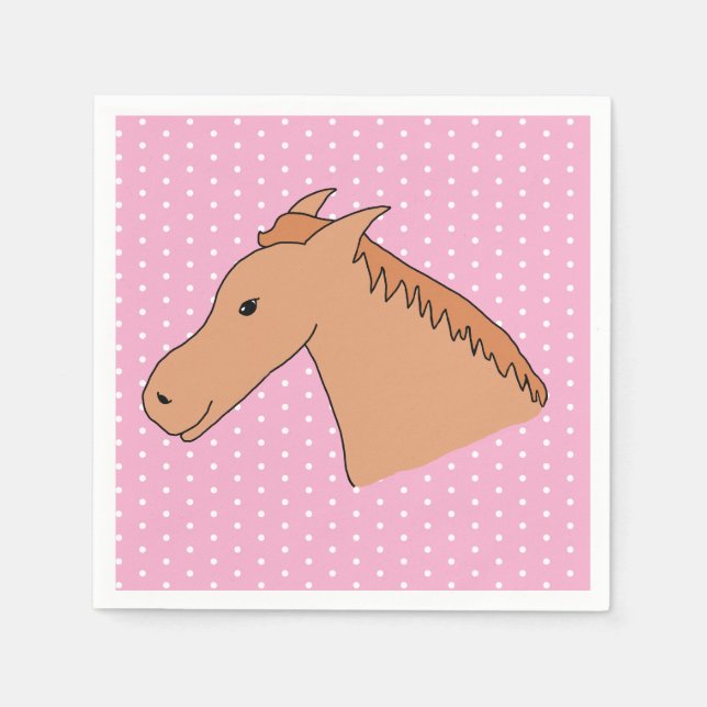 Cute Horse on Polkadot Background Paper Napkin Pappersservett (Framsidan)