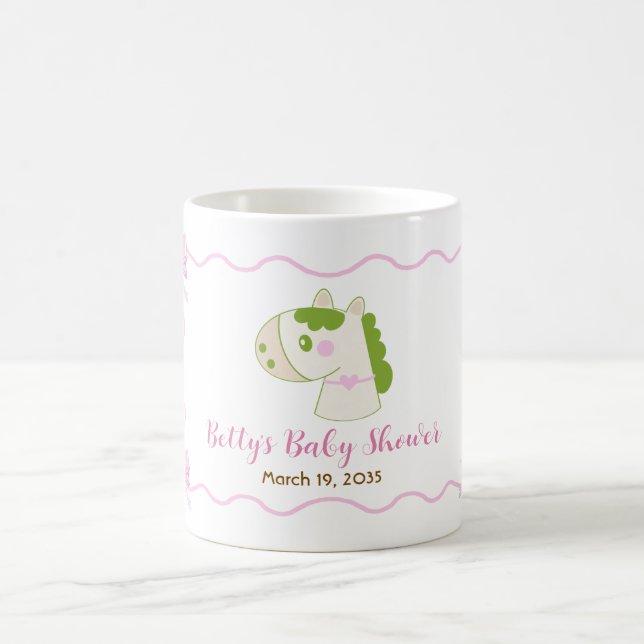 Cute Horse Pink Bow Personalized Girl Baby Shower  Kaffemugg (Center)