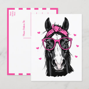 Cute Horse Rosa Bandana Hej Thinking of You Kärlek Vykort