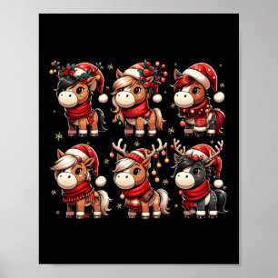Cute Horse Santa Ljus Funny Julafton Anima Poster