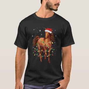 Cute Horse Träd jul Ljus Funny Julafton Pajama T Shirt