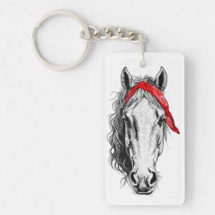 Cute Horse Wars westerna Red Bandana Nyckelring