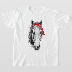Cute Horse Wars westerna Red Bandana T Shirt