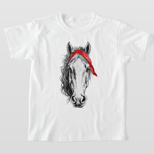 Cute Horse Wars westerna Red Bandana T Shirt (Laydown)