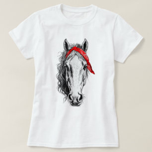Cute Horse Wars westerna Red Bandana T Shirt