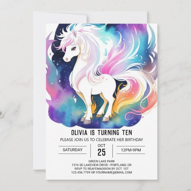 Cute Horse Wonderland Birthday Inbjudningar (Framsida)
