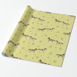 Cute Horses & Horseshoes Kids Birthdays Yellow Presentpapper