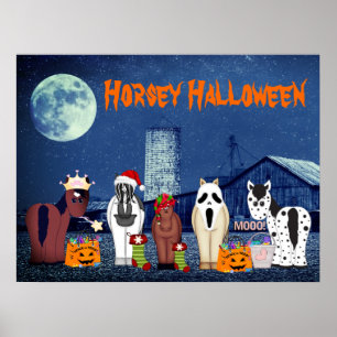 Cute Horses in Costumes Horsey Halloween Horse Poster