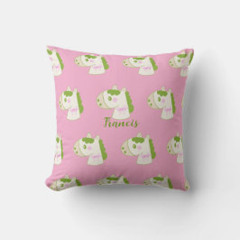 Cute Horses Personalized Pastel Throw Pillow Kudde