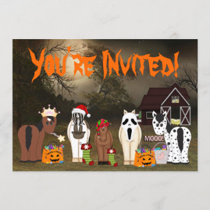 Cute Horsey Halloween Helgdag Horse Party Inbjudningar