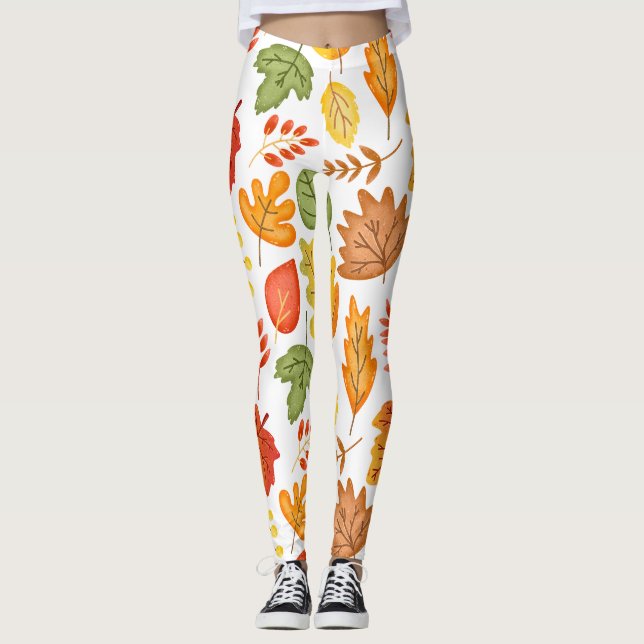 Cute Höst löv mönster Leggings (Framsida)