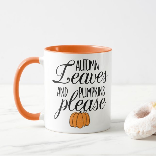 Cute Höst löv och Pumpkins Snälla, kaffe Mugg (Med munk)