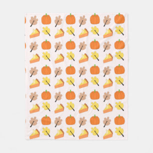 Cute höst löv, pumpa paj orange mönster fleecefilt