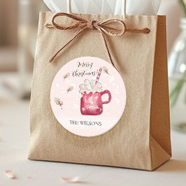 Cute Hot Cocoa Holiday Illustration Runt Klistermärke