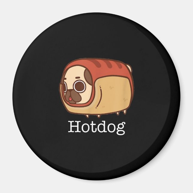 Cute Hotdog | Loite Pug Hund älskare Magnet (Framsidan)