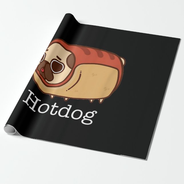 Cute Hotdog | Loite Pug Hund älskare Presentpapper (Utrullad)