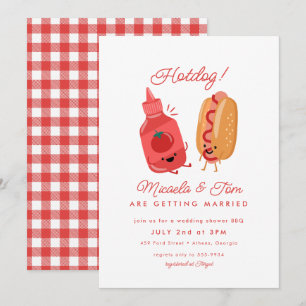 Cute Hotdog Picnic Red BBQ Par Möhippa Inbjudningar