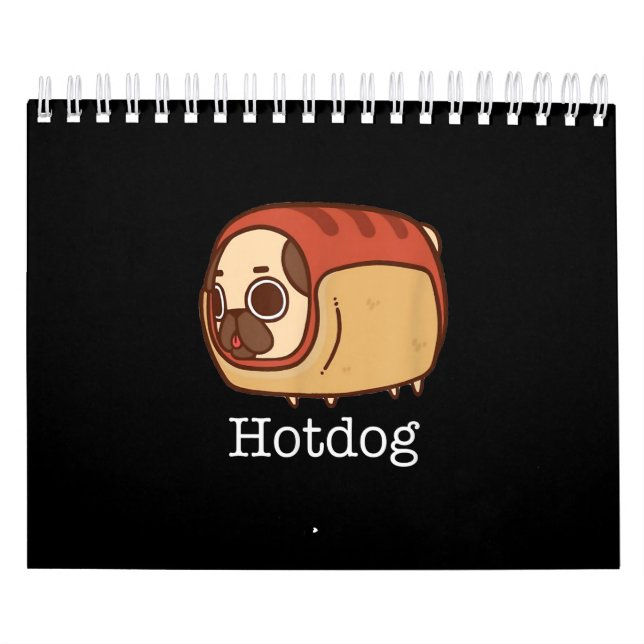 Cute Hotdog| Pugg Hund älskare Kalender (Omslag)