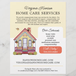 Cute House Caregiver Caretaker Services Gult Reklamblad