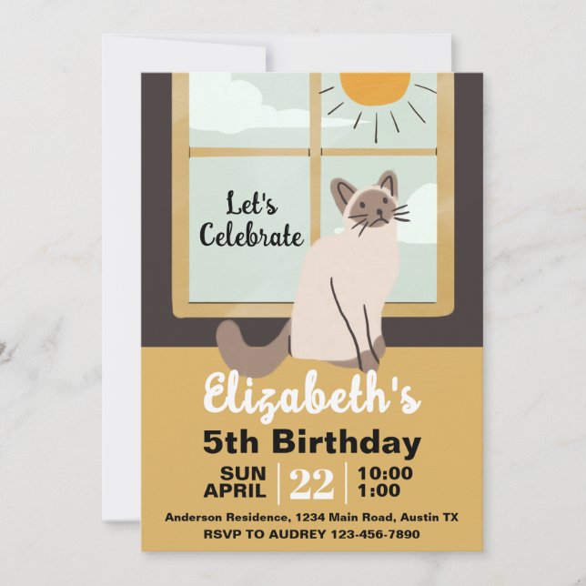 Cute House Cat Födelsedagsfest Inbjudningar (Framsida)