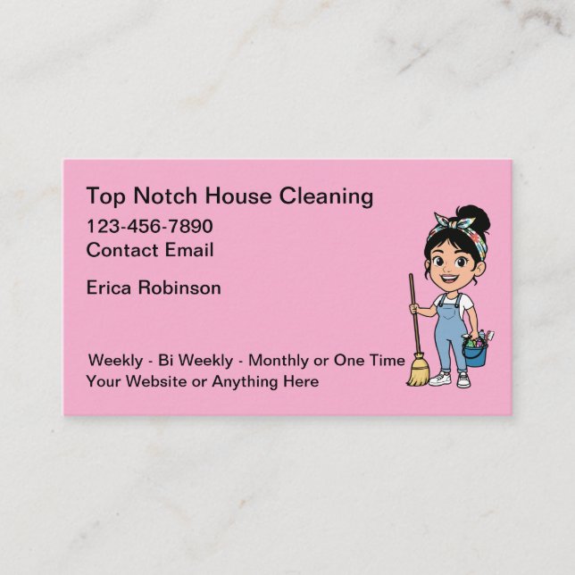 Cute House Cleaning Maid Service Business Cards Visitkort (Framsida)