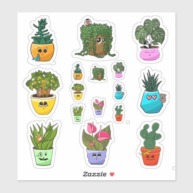 Cute House Plant Emoji Stickers Klistermärken (Ark)