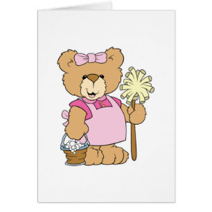 Cute House Städning Bear Hälsningskort
