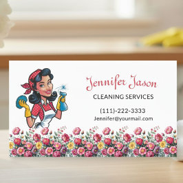 Cute House Städning Blommigt Maid Service Business Visitkort