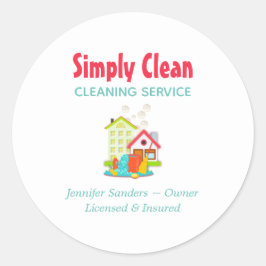 Cute House Städning service Business Runt Klistermärke