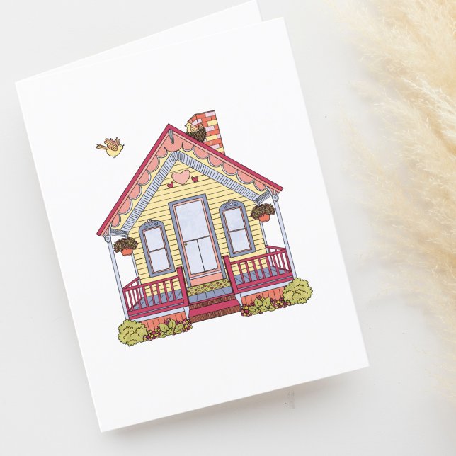 Cute House Teckning Blank Tack Kort (Skapare uppladdad)