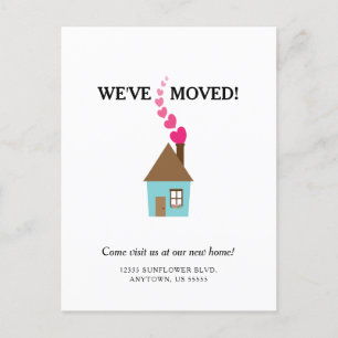 Cute House with Heartors Vi har flyttat Ny adress  Vykort