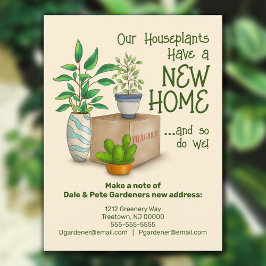 Cute Houseplants-Vi har flyttat-vykort Vykort
