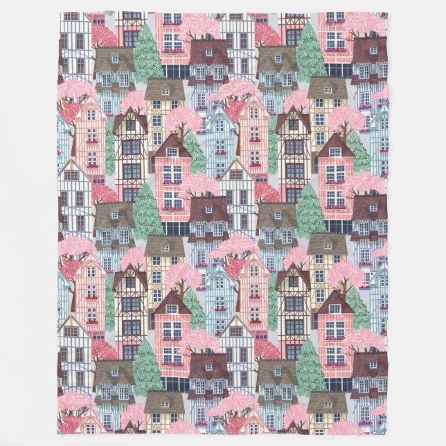 Cute Houses Fleece Blanket (Framsidan)