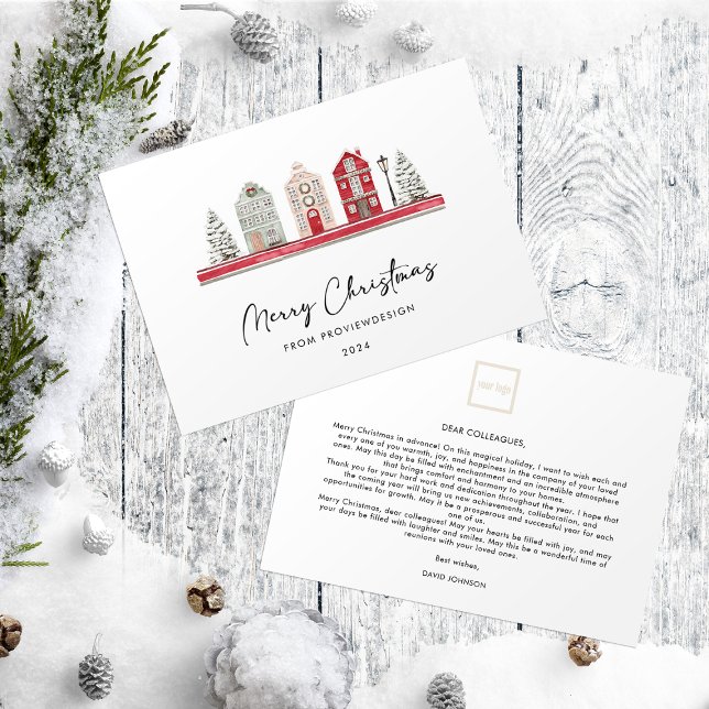 Cute Houses in jul Färg non Photo Business Julkort (Skapare uppladdad)