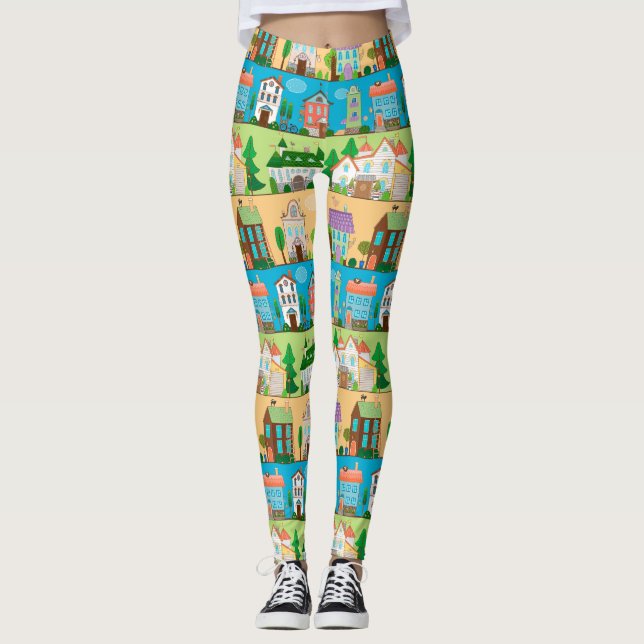 Cute Houses Leggings (Framsida)