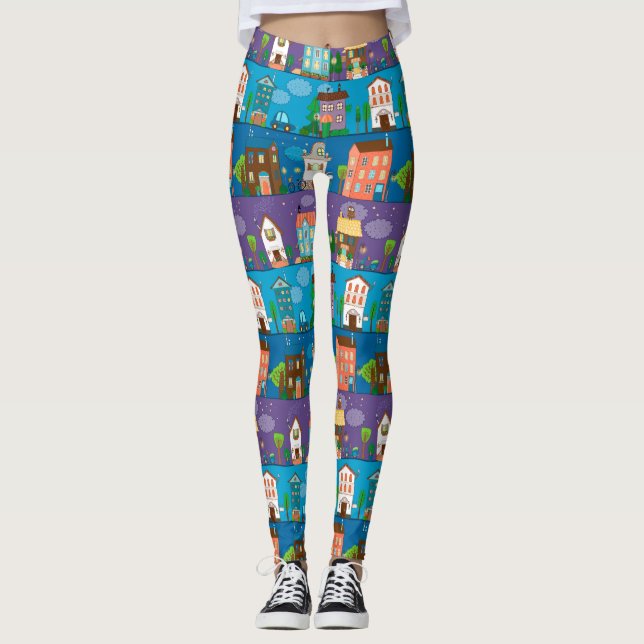 Cute Houses Leggings (Framsida)