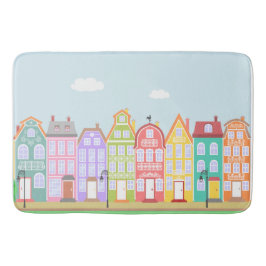 Cute Houses Pastel Bath Mat Badrumsmatta