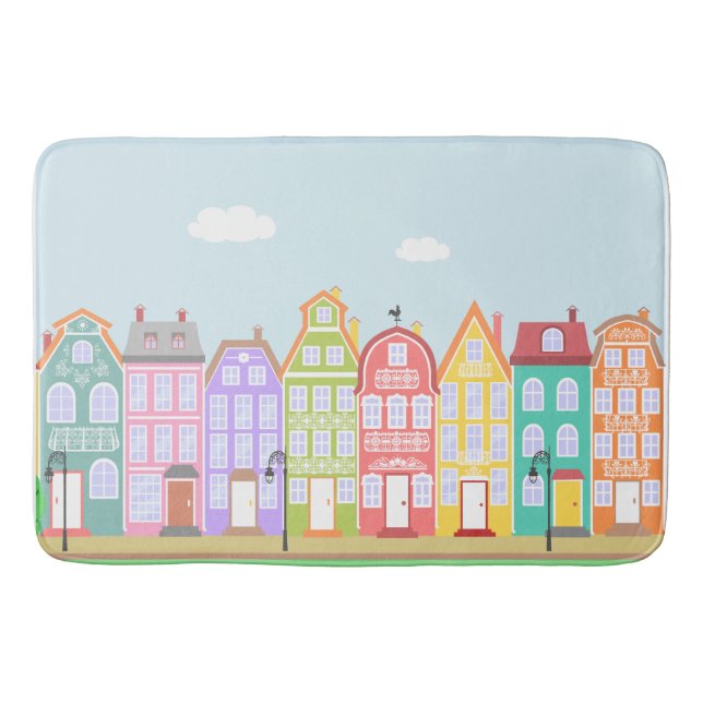 Cute Houses Pastel Bath Mat Badrumsmatta (Framsidan)