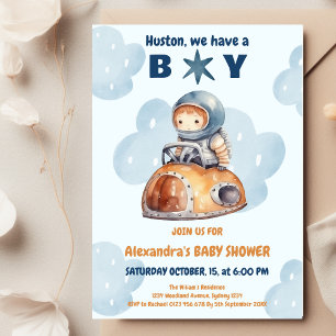 Cute Houston vi har en Boy Space Baby Shower Inbjudningar