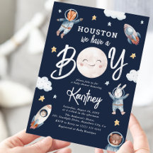 Cute Houston vi har en Boy Space Baby Shower