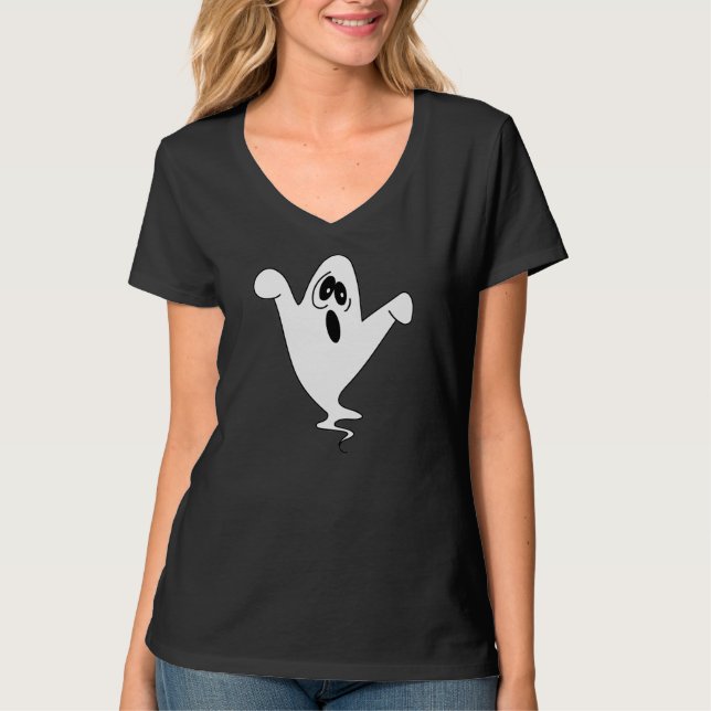 Cute Howling Ghost Halloween Tee Shirt (Framsida)